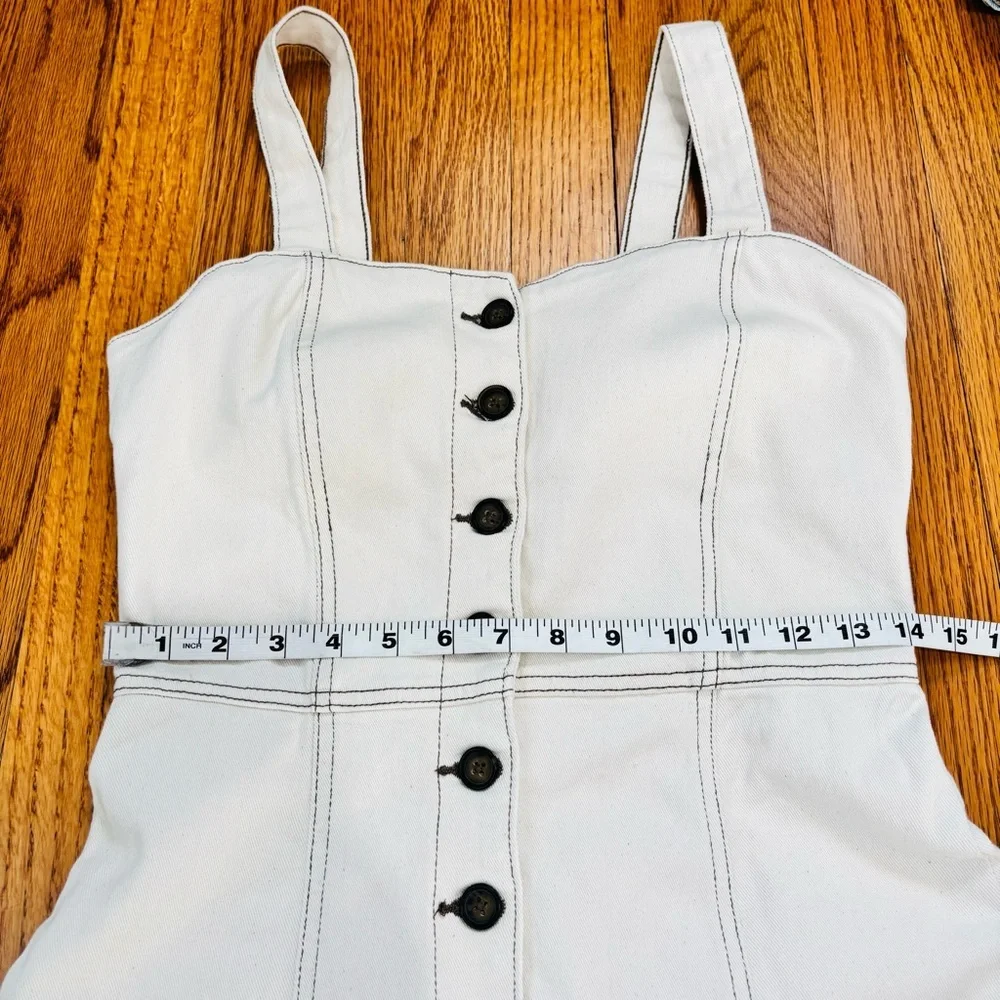 Zara Bodycon Overall Sleeveless corset Black Button Front Off White Denim Dress - Picture 13 of 16
